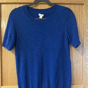 J Crew Factory Teddie Sweater Royal Blue Short Sleeve Sz Small